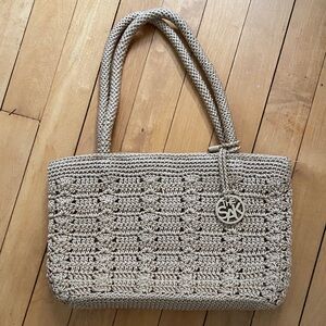 The Sak Stylish Beige Crochet Tote Bag
